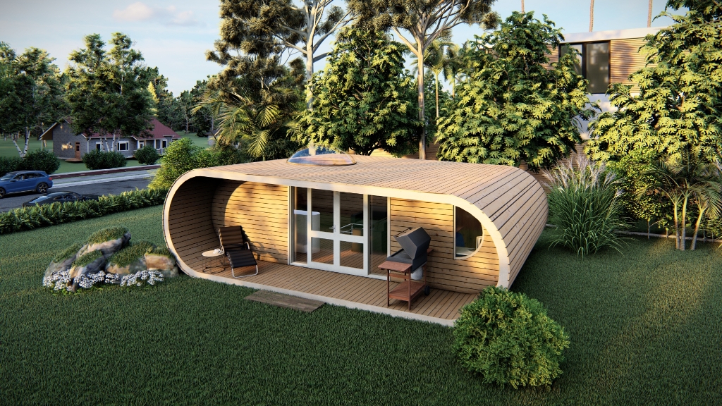 Diana Garden Cabin. Wooden elliptical garden house. Secret Garden Cabin