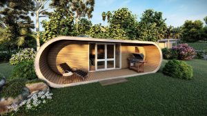 Diana Garden Cabin. Wooden elliptical garden house. Secret Garden Cabin