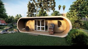 Diana Garden Cabin. Wooden elliptical garden house. Secret Garden Cabin